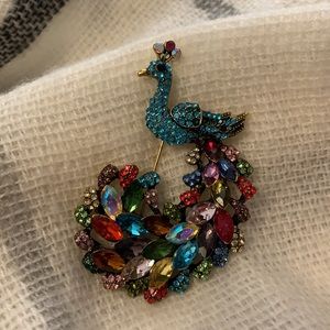 Peacock Rhinestone Brooch